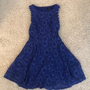 Juniors Lace Fit & Flare Blue Dress